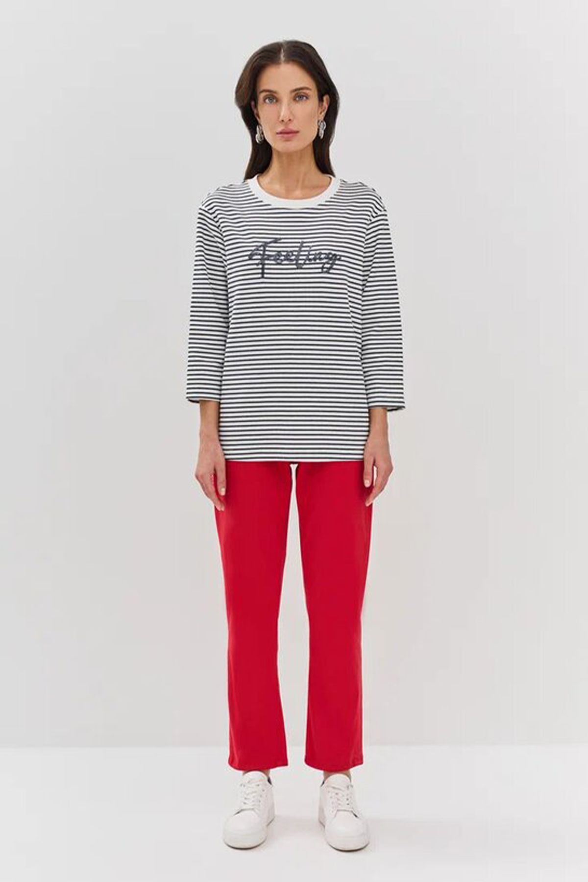 Трикотажный джемпер в контрастную полоску, 48р