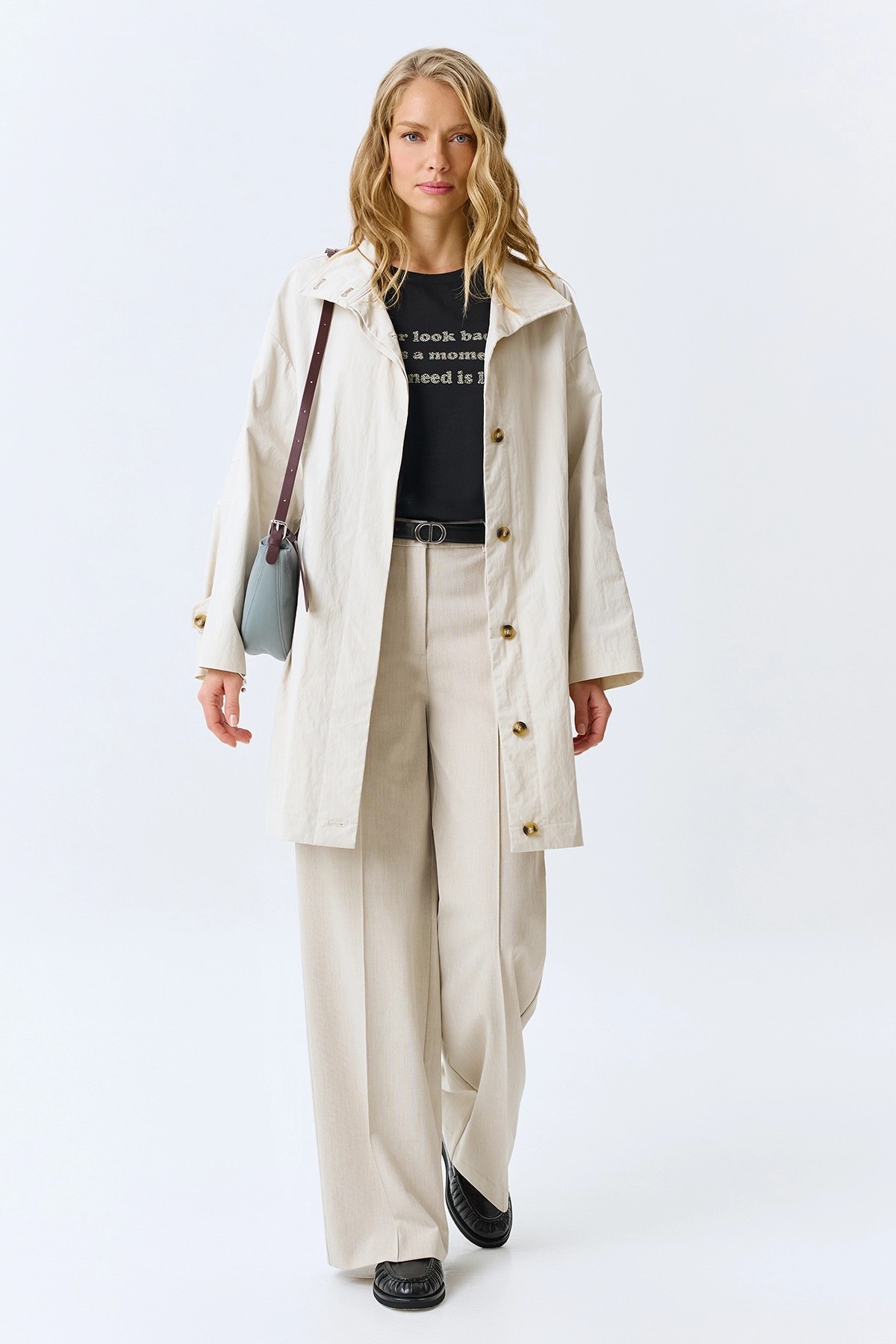 Укороченный плащ из смесового хлопка, 44