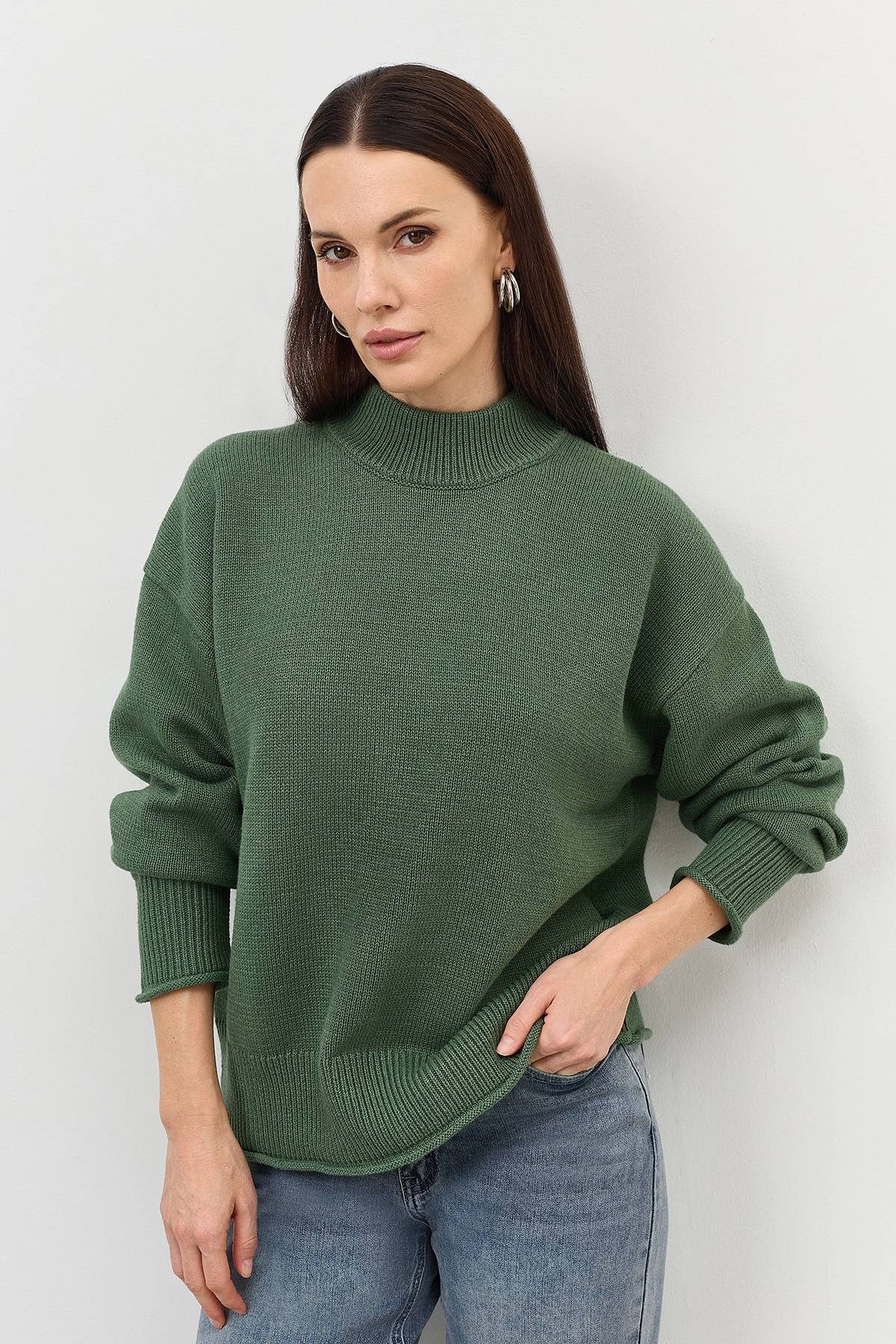 Вязаный джемпер из смесового хлопка, 48