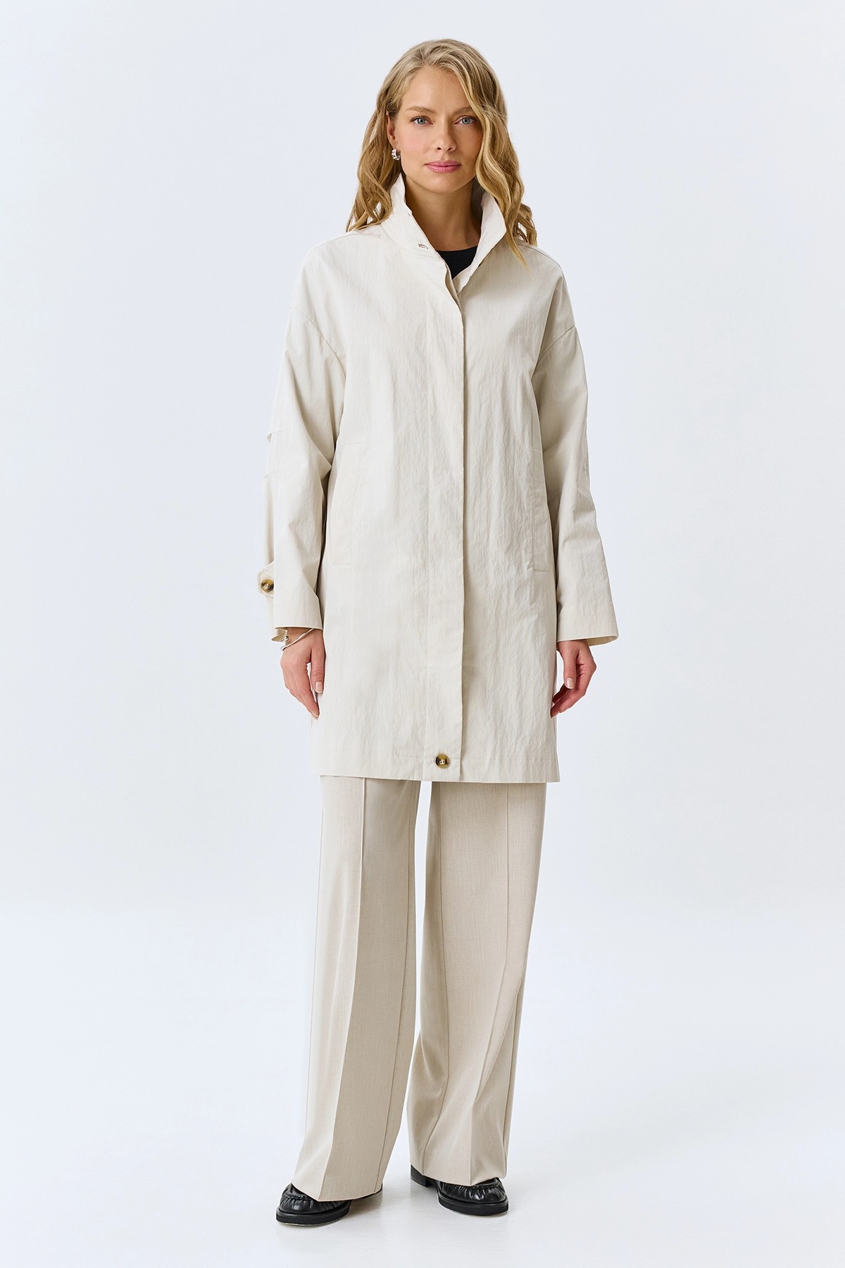 Укороченный плащ из смесового хлопка, 44