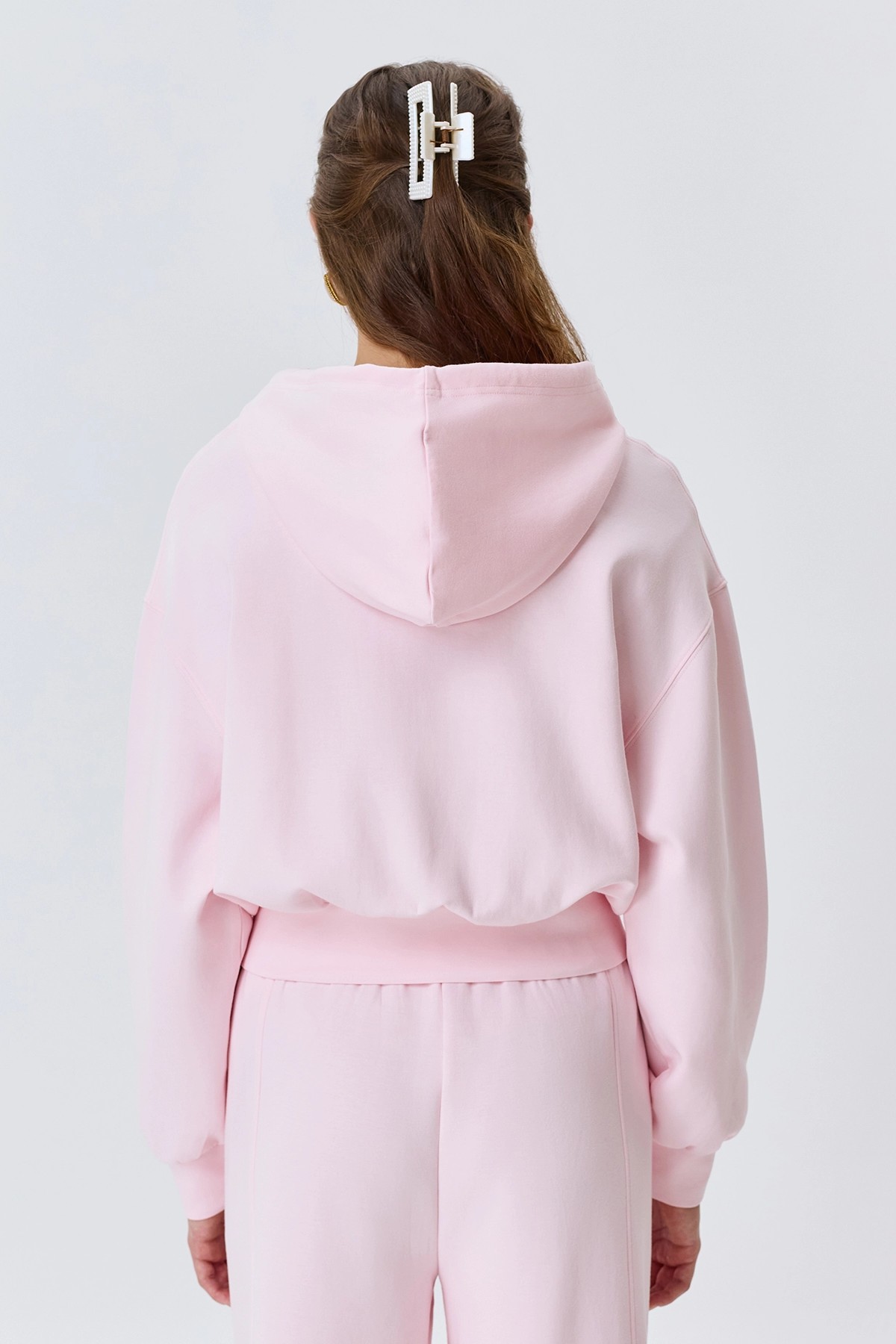 Укороченное розовое худи на молнии, 50