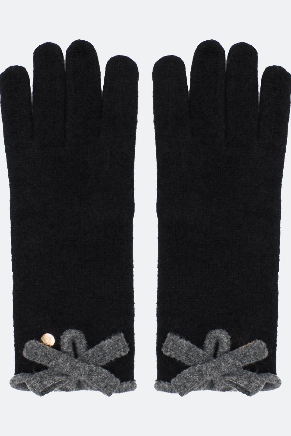 Черные вязаные перчатки с контрастной отделкой, One