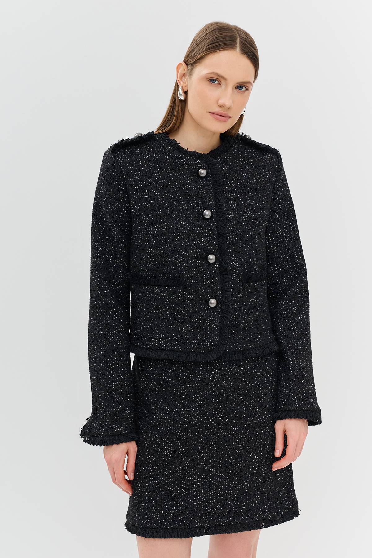 Лимитированная серия черный жакет с ремнем, 42