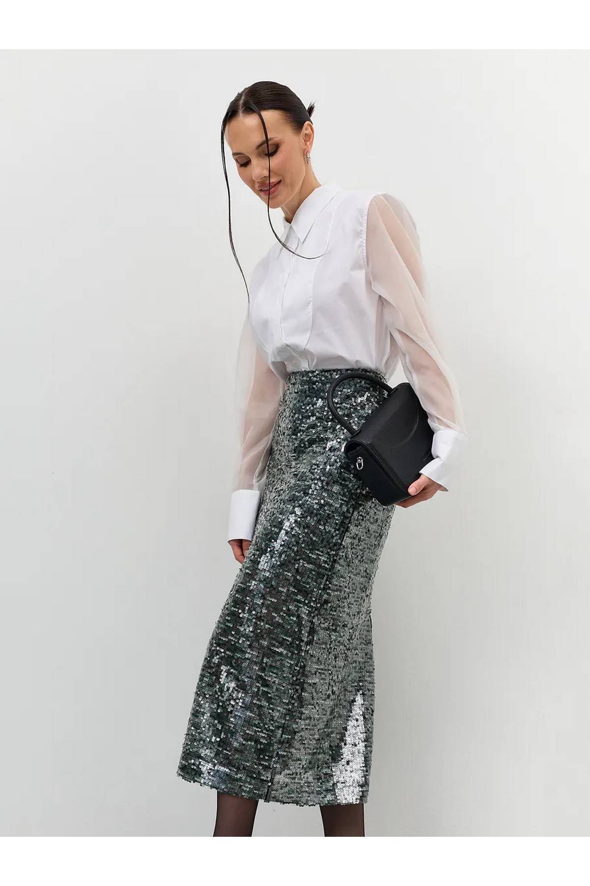 Лимитированная серия юбка с паетками и ремень, 42