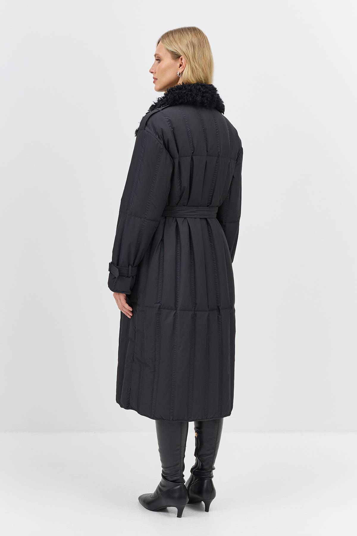 Лимитированная серия пуховое пальто с мехом и палантин, 34