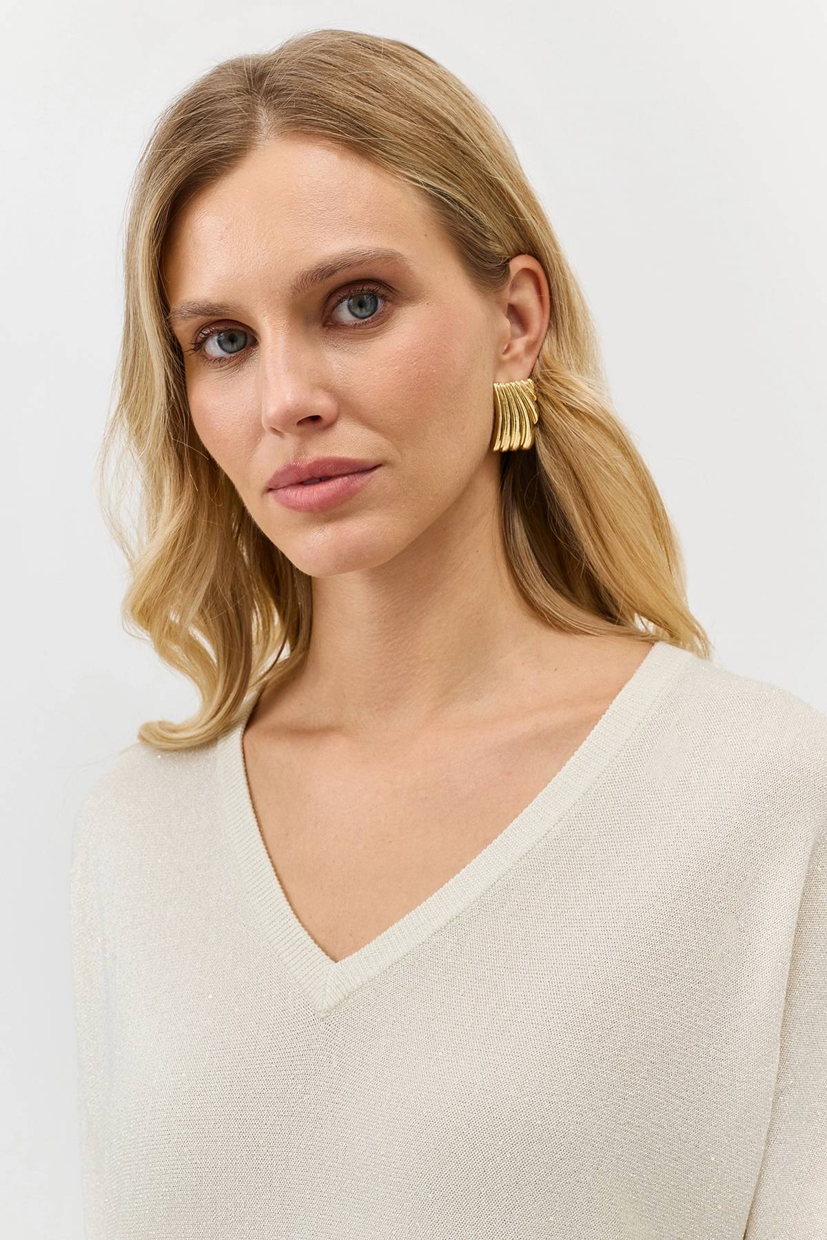 Лимитированная серия мерцающий джемпер с шелком и ремень, 34