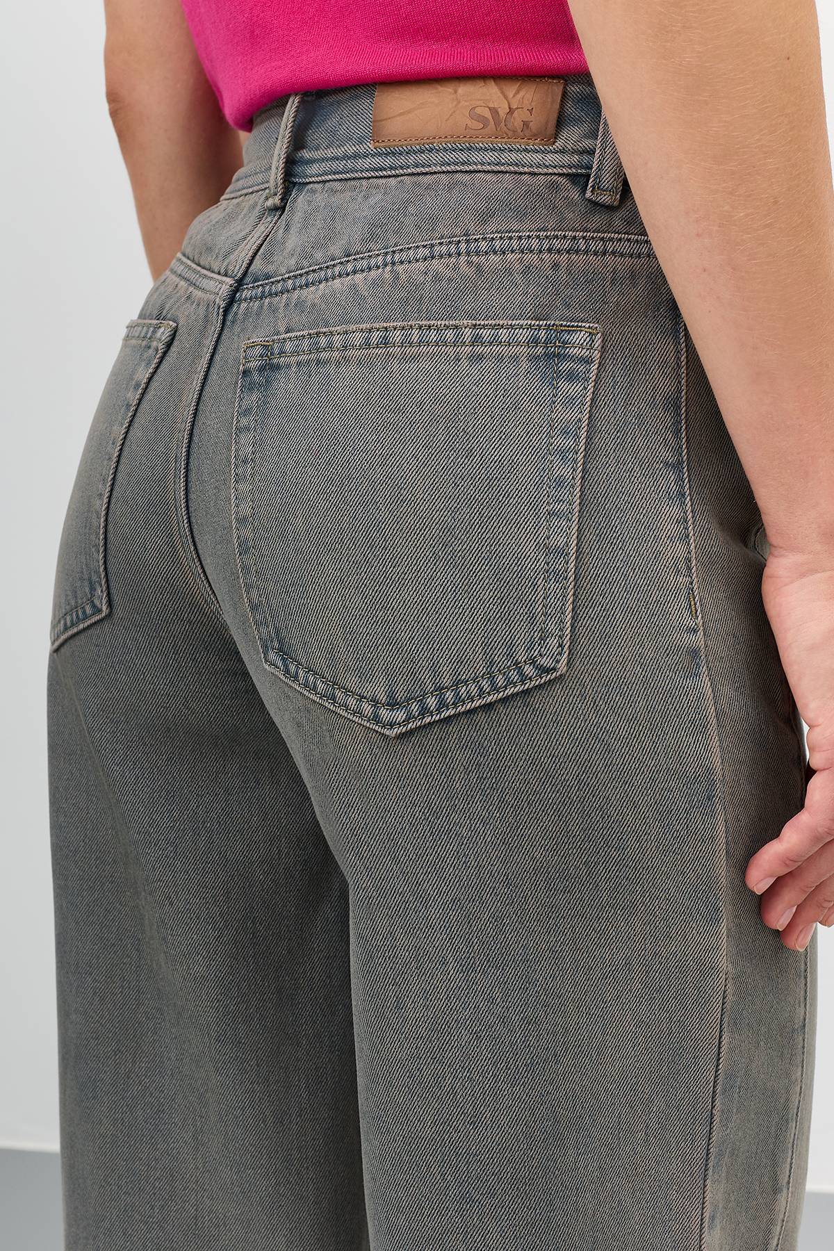 Широкие джинсы с винтажной варкой, 40