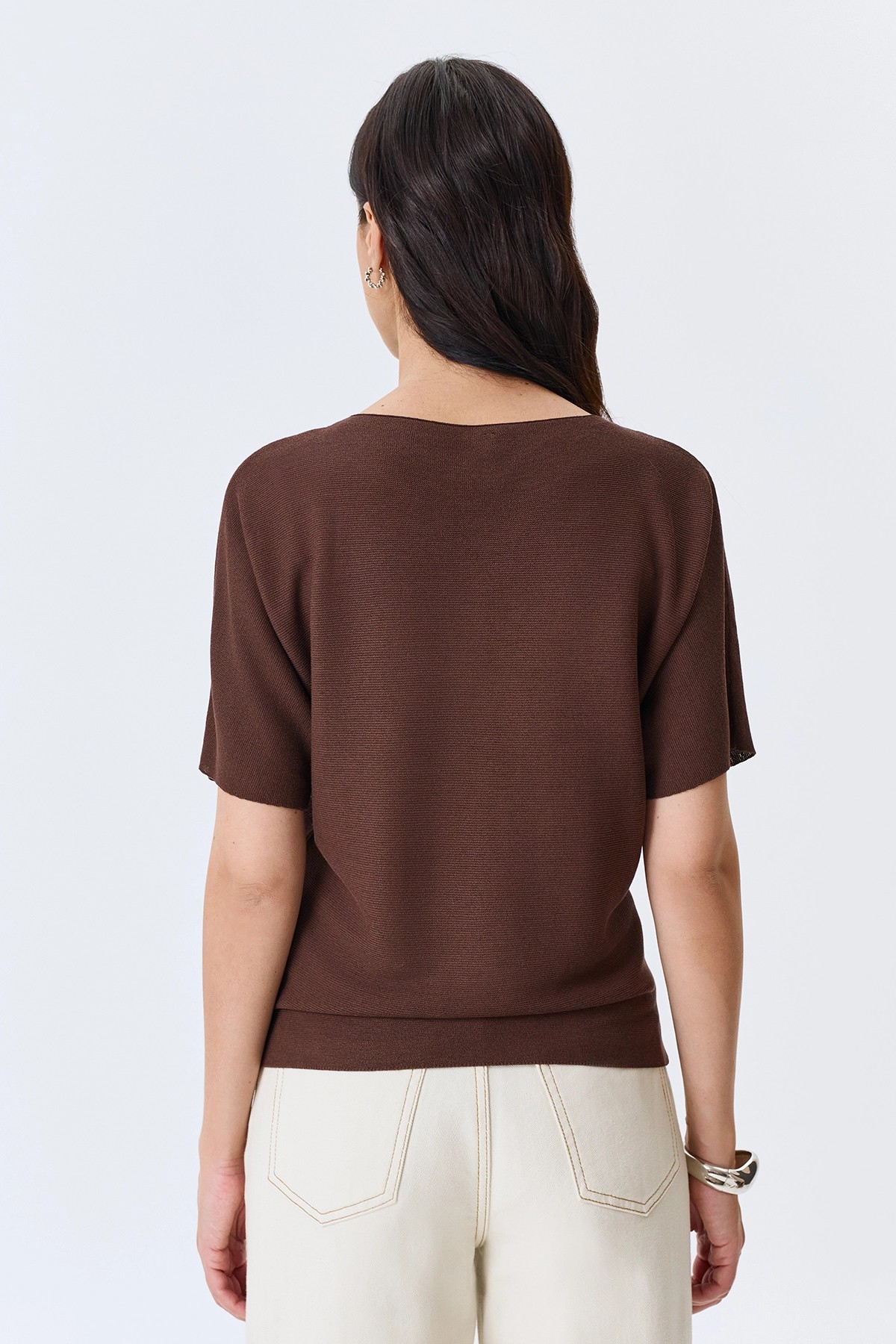 Коричневый вязаный джемпер из вискозы, 44