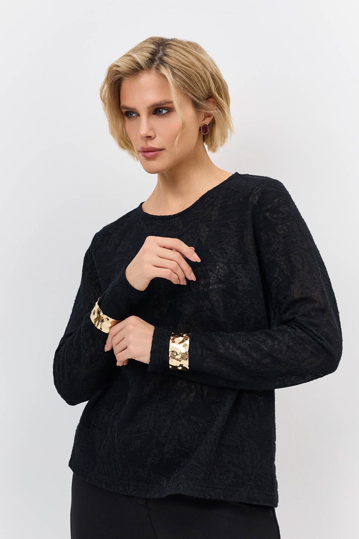 Лимитированная серия ажурный лонгслив с палантином, 36