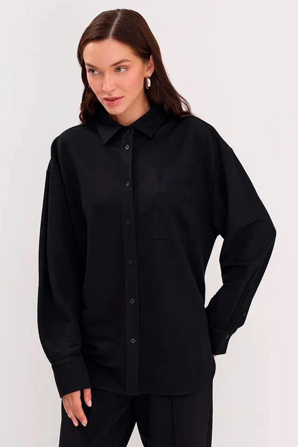 Чёрная однотонная блузка, 52р