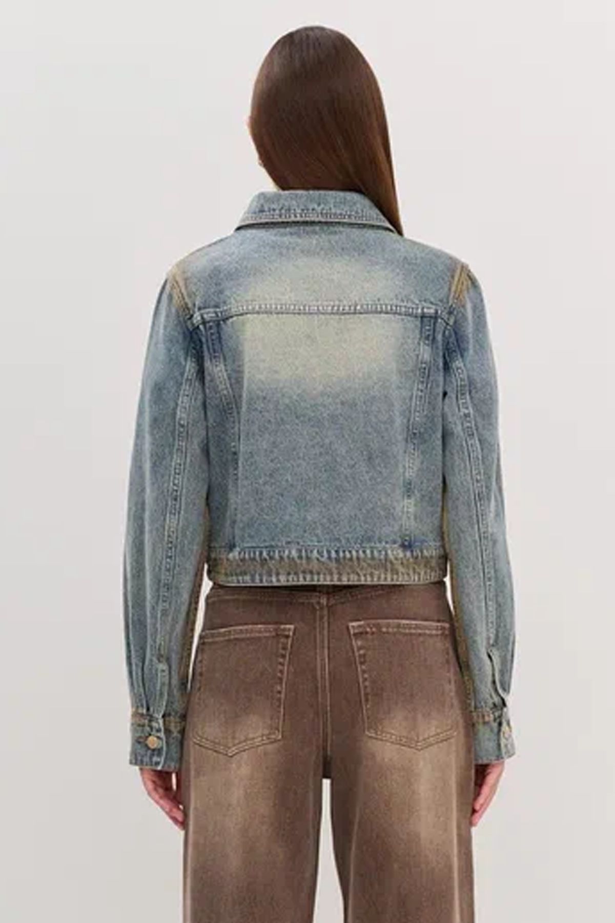 Джинсовый жакет с контрастной варкой, 48р