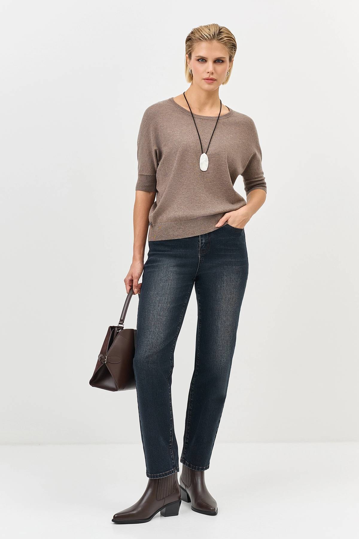 Лимитированная серия базовый джемпер с шерстью и ремень, 38