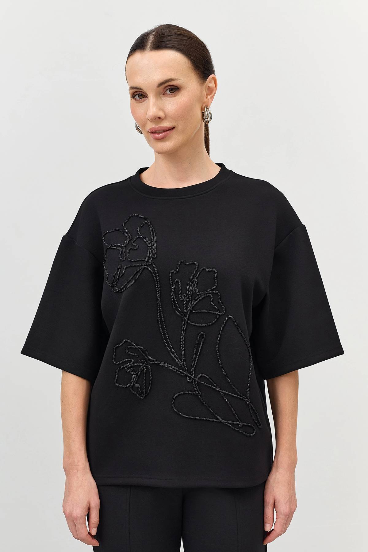 Лимитированная серия джемпер с  вышивкой и ремень, 40