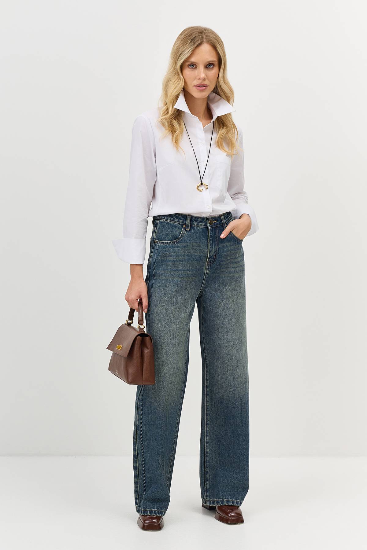 Широкие джинсы в винтажном стиле, 34