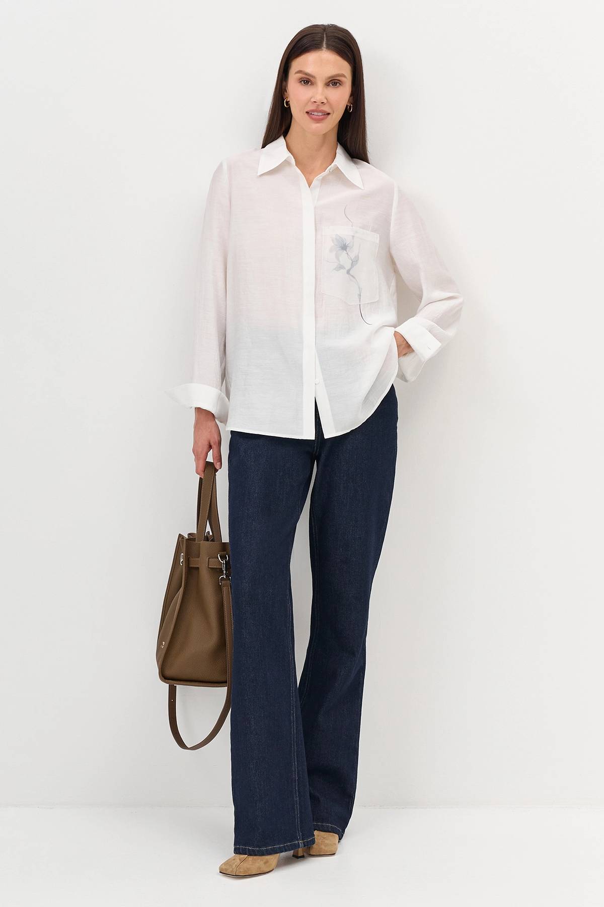 Блузка с нежным принтом, 38