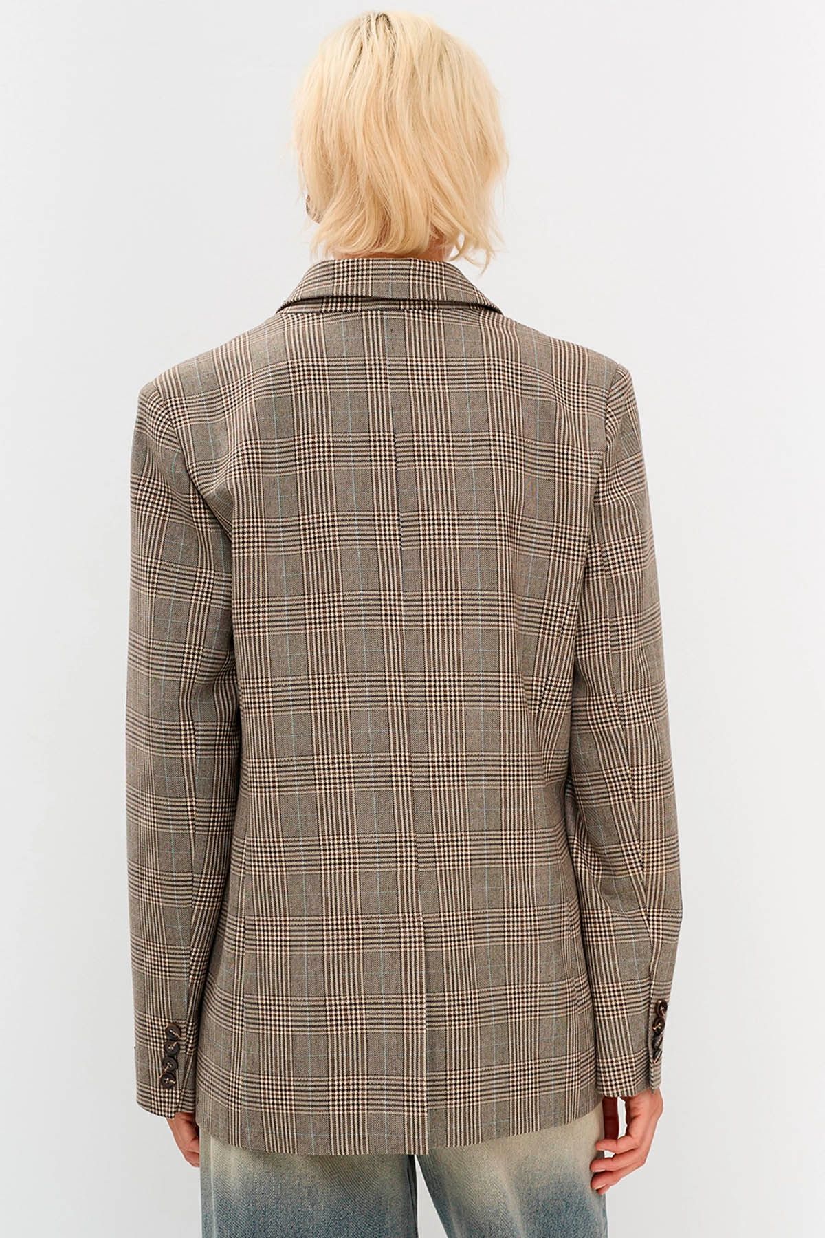 Однобортный жакет в клетку, 52р