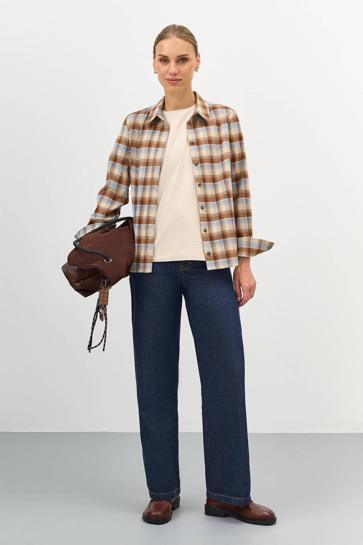 Лимитированная серия рубашка в яркую клетку и ремень, 48