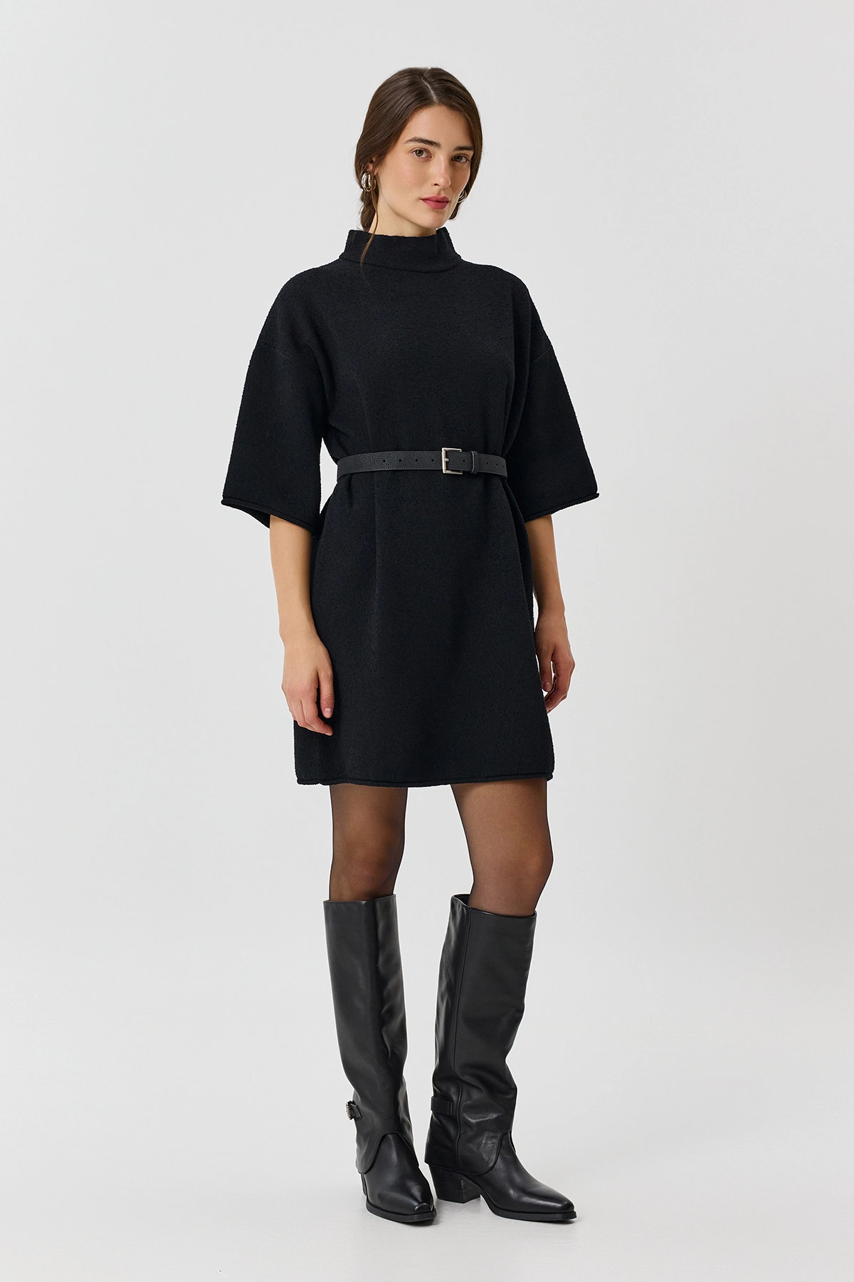 Oversize платье из трикотажа "букле", 50