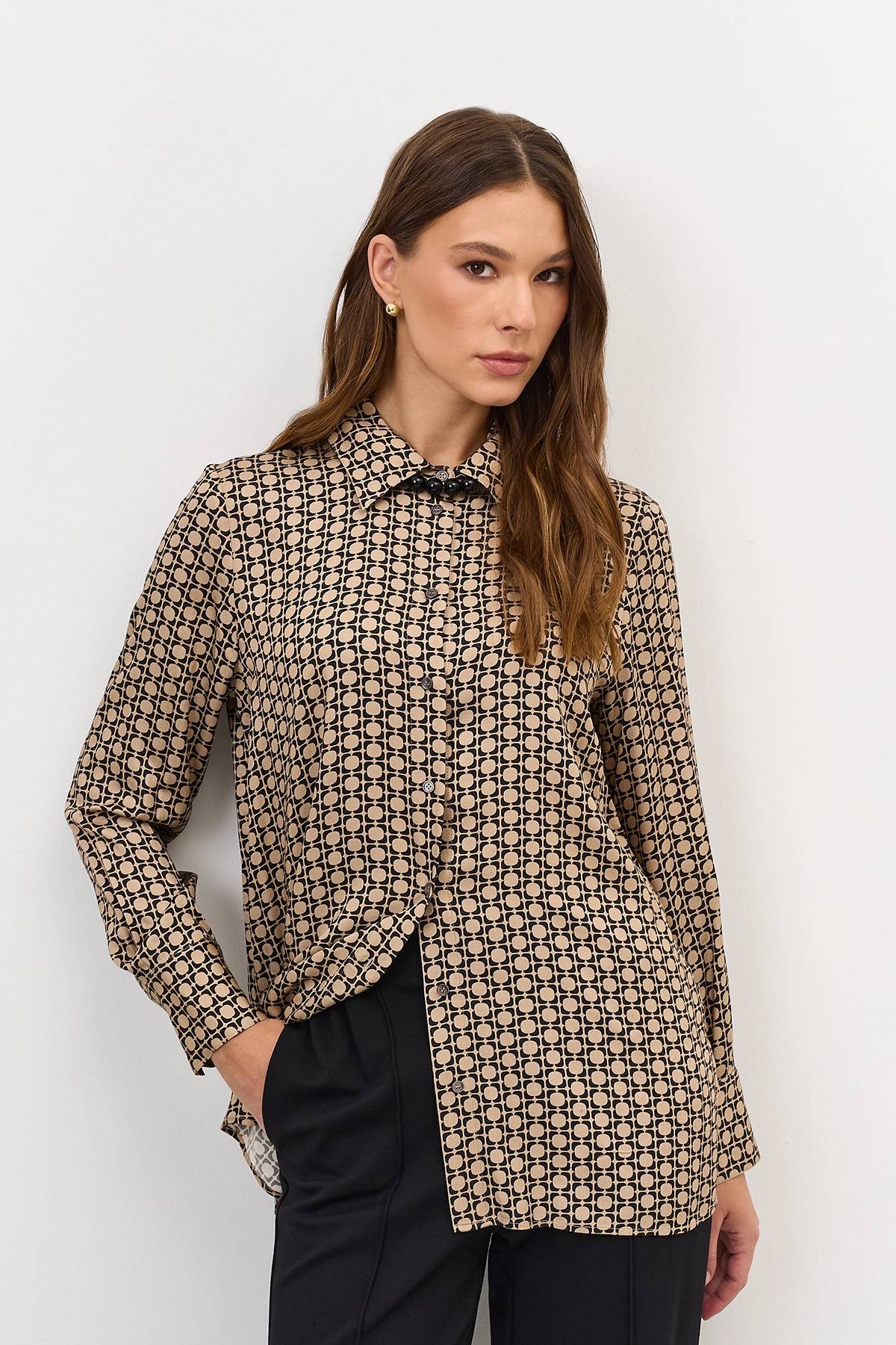 Лимитированная серия бежевая блузка с ремнем, 42