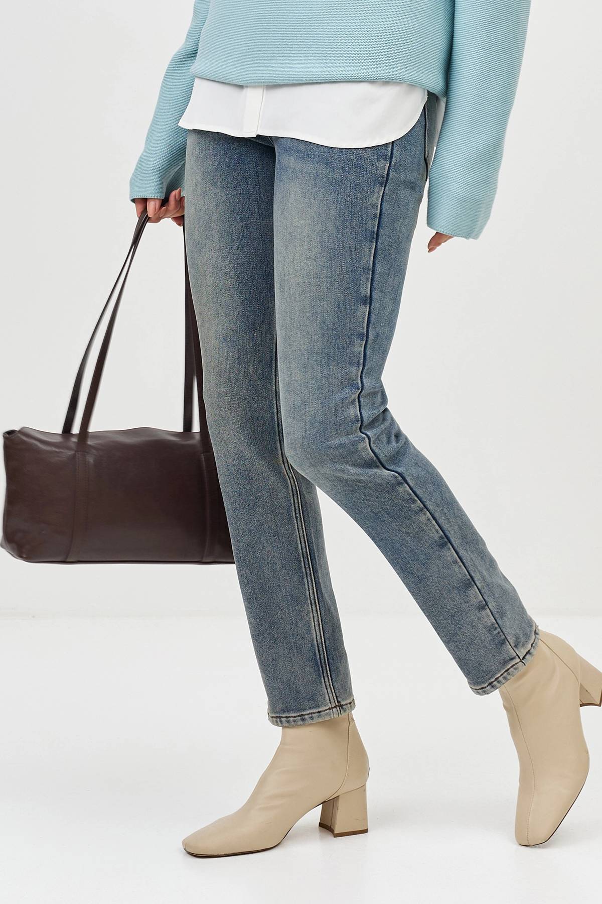 Утепленные джинсы с контрастными деталями, 34