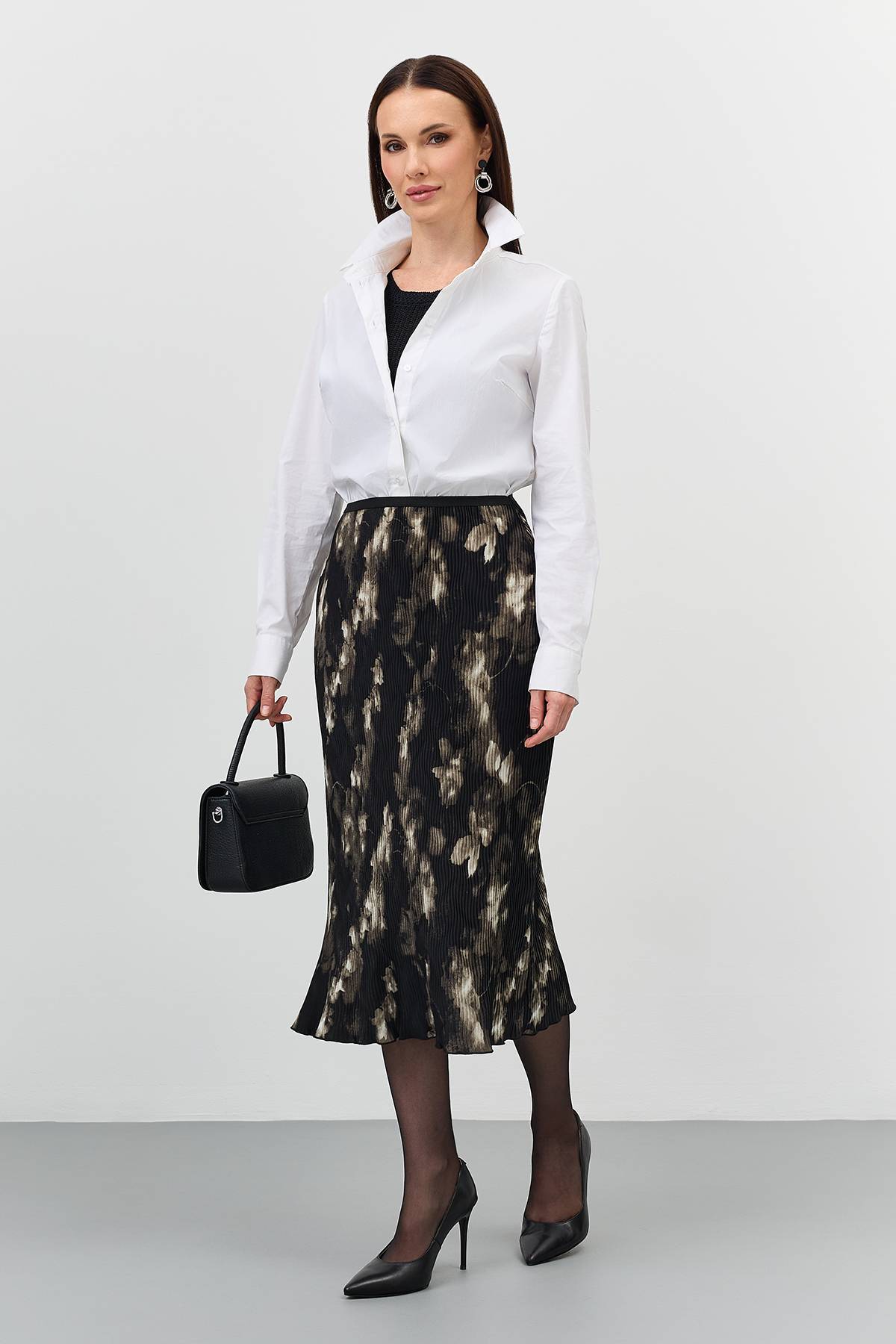 Юбка-плиссе из фактурной ткани, 42