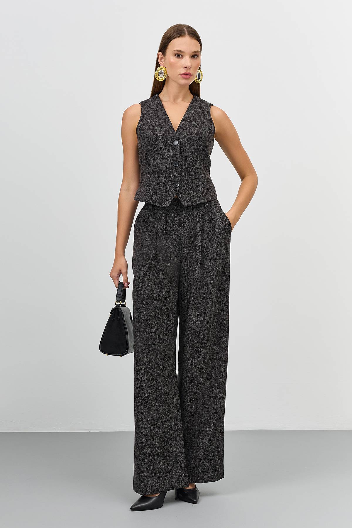 Лимитированная серия костюмный жилет из смесовой вискозы и ремень, 50