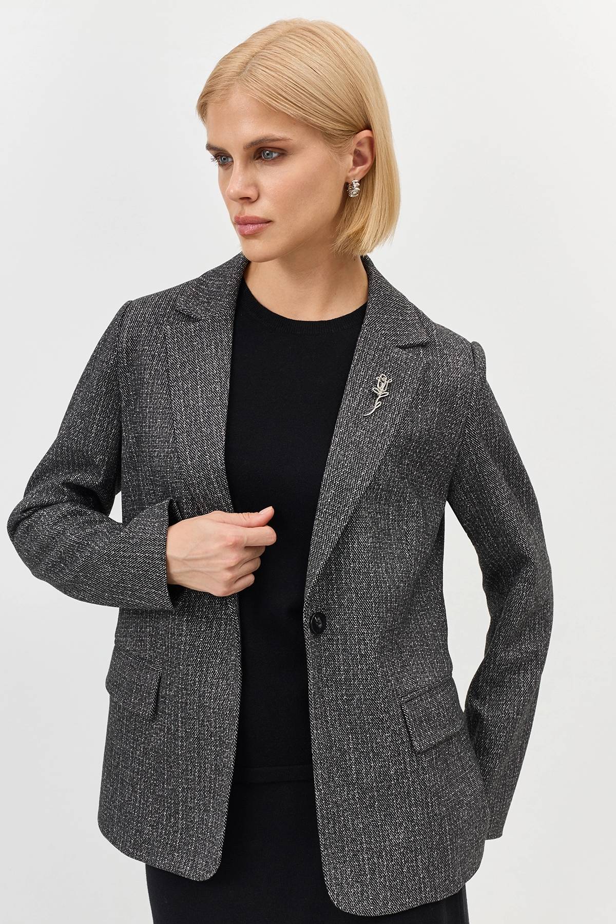 Лимитированная серия трикотажный жакет в сером цвете с ремнем, 36