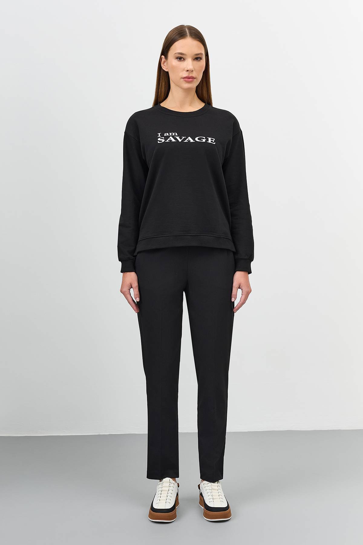 Черные брюки с карманами, 42