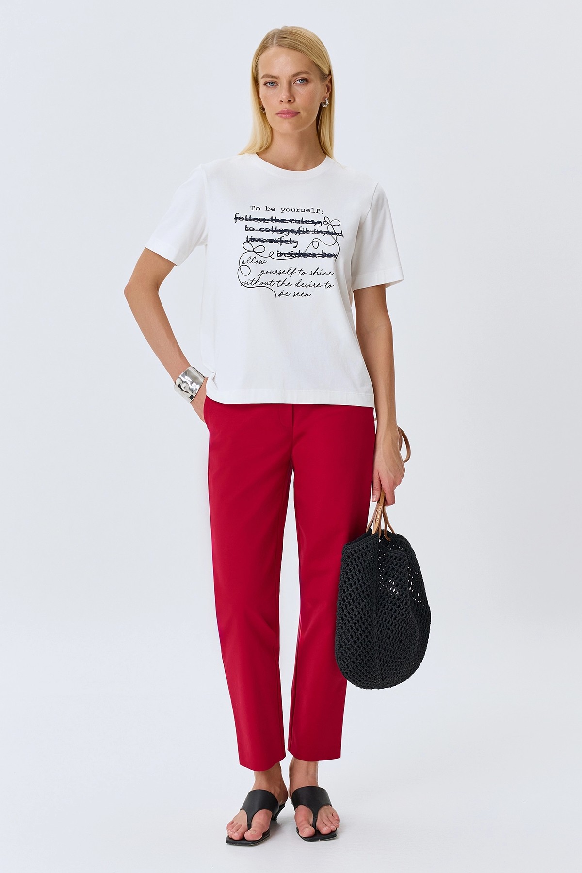 Яркие брюки из хлопка, 44