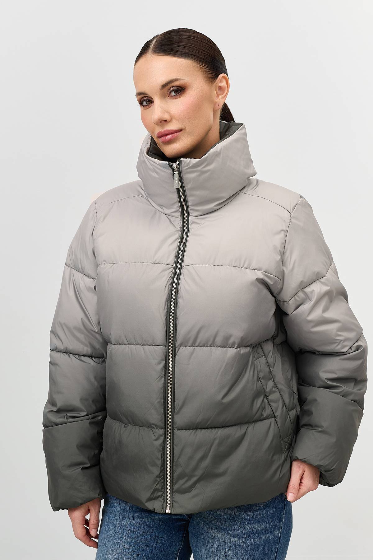 Лимитированная серия серая куртка с палантином, 40