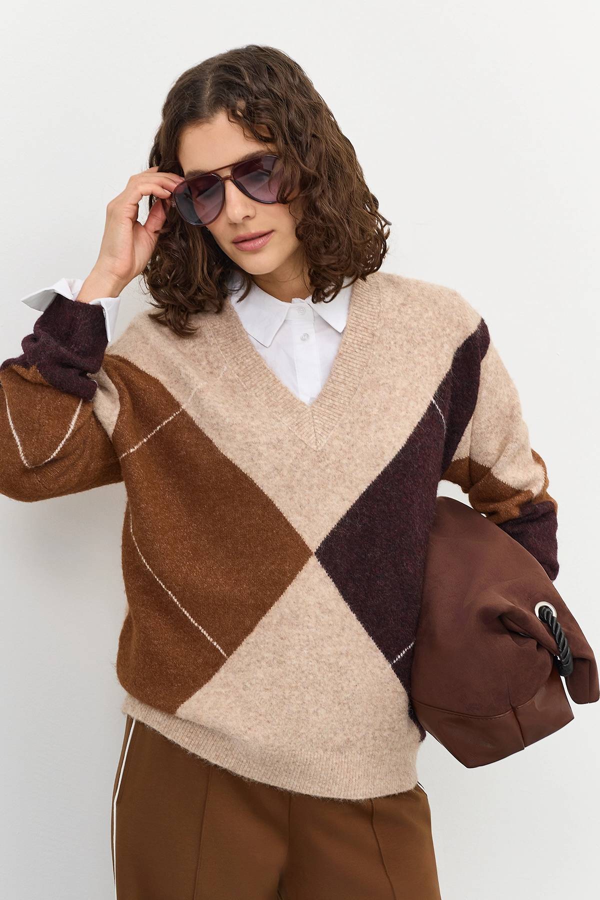 Свитер с узором "аргайл", 46