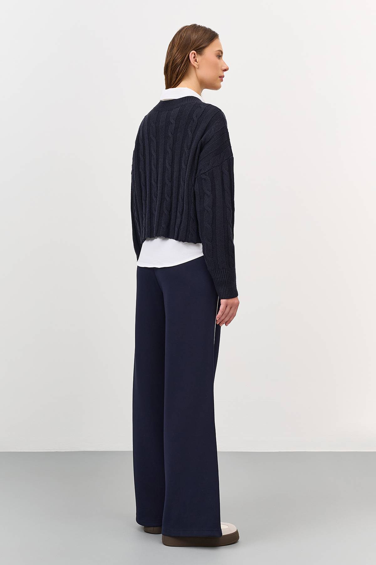 Лимитированная серия укороченный джемпер с косами и ремень, 40